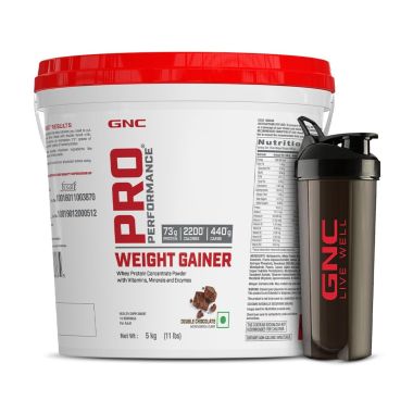 GNC: Pro Performance Weight Gainer & Black shaker Combo | 5 Kg  Double Chocolate