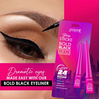 Jaquline USA: Pro Stroke Bold Black Liquid Eyeliner 24Hrs 3.5ml