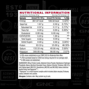 GNC: AMP Pure Isolate Zero Carb | 25g Protein | 6g BCAA | Vanilla Custard | 4 lbs
