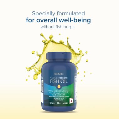 GNC: Triple Strength Fish Oil Omega 3 Capsules for Men & Women | 900mg EPA & DHA | 30 Softgels