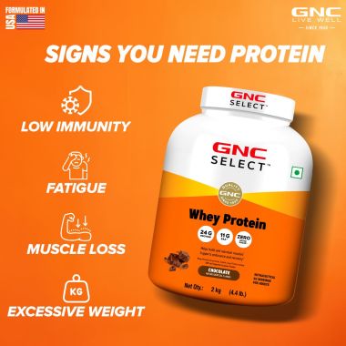GNC: Select Whey Protein Powder With Free Shaker | 4.4lb | Chocolate