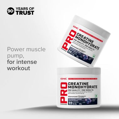 GNC: Creatine Monohydrate with Shaker Combo | 250gm | Blueberry | 750ml