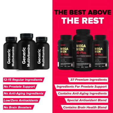 GNC: Mega Men 50 Plus Multivitamin | Formulated In USA | 37 Premium Ingredients | 120 Tablets