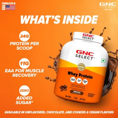 GNC: Select Whey Protein Powder With Free Shaker | 4.4lb | Chocolate