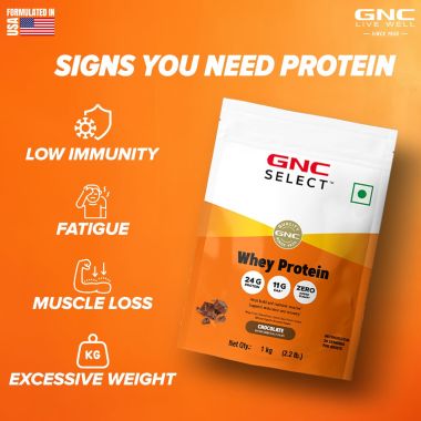 GNC: Select Whey Protein Powder With Free Shaker | 2.2lbs | Chocolate