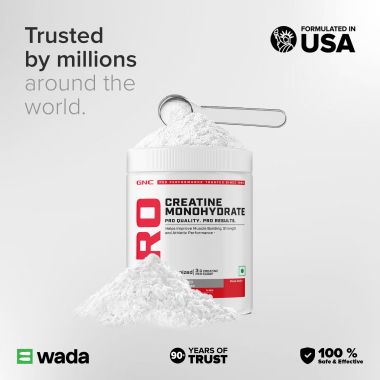 GNC: Creatine Monohydrate with Shaker Combo | 400gm | Unflavoured | 750ml