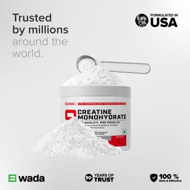 GNC: Creatine Monohydrate with Shaker Combo | Unflavoured | 250gm | 750ml