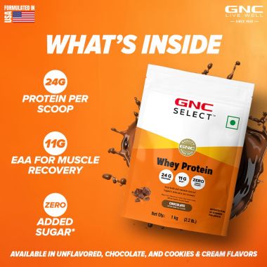 GNC: Select Whey Protein Powder With Free Shaker | 2.2lbs | Chocolate