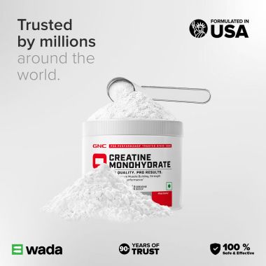 GNC: Creatine Monohydrate with Shaker Combo | Unflavoured | 100gm | 750ml