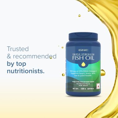GNC: Triple Strength Fish Oil Omega 3 Capsules for Men & Women | 900mg EPA & DHA | 120 Softgels