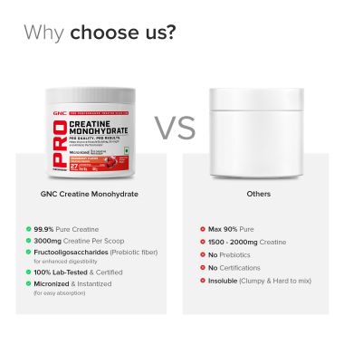 GNC: Creatine Monohydrate with Shaker Combo | 100gm | Cranberry | 750ml