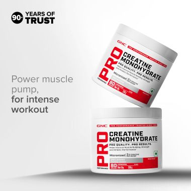 GNC: Creatine Monohydrate with Shaker Combo | Unflavoured | 250gm | 750ml