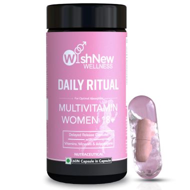 Wishnew Wellness: DAILY RITUAL Women 18+ Multivitamin | Delayed Release Capsules for Optimal Absorption | Comprehensive Nutrient Blend for PMS, UTI Care, Eye & Cognitive Health - 60 Vegetarian Capsules