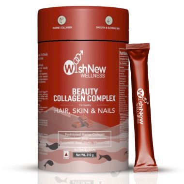 Wishnew Wellness: BEAUTY COLLAGEN COMPLEX | 21 Servings | Healthy Hair, Skin & Nails | Chocolate Flavor