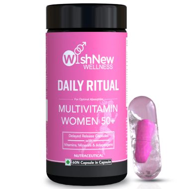 Wishnew Wellness: DAILY RITUAL Women 50+ Multivitamin | Delayed Release Oil Fill Capsules for Optimal Absorption | Supports Menopause, Hormonal Balance, Skin & Joint Health - 60 Vegetarian Capsules