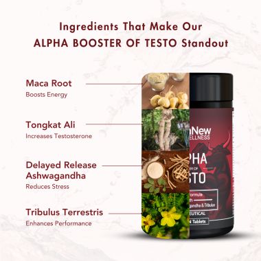 Wishnew Wellness: ALPHA BOOSTER OF TESTO | 30 Vegetarian Tablets | Supports Testosterone Levels and Vitality