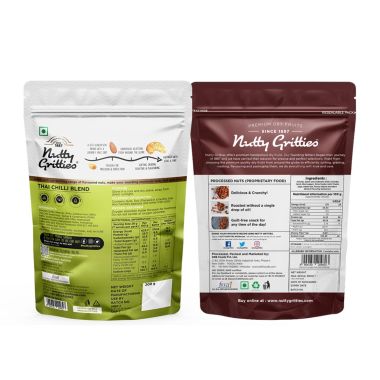Nutty Gritties: Combo of Thai Chilli Blend For Protein - 200gm & Barbeque Almonds For Plant Based Protein - 200gm (Pack of 2)