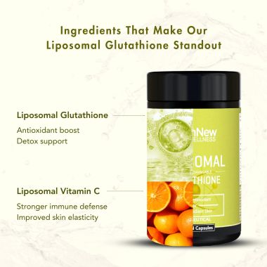 Wishnew Wellness: LIPOSOMAL GLUTATHIONE | 30 Veg Capsules | 4x More Bioavailable for Enhanced Antioxidant Support