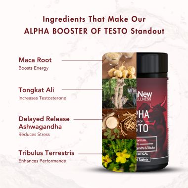 Wishnew Wellness: ALPHA BOOSTER OF TESTO | 60 Vegetarian Tablets | Supports Testosterone Levels and Male Vitality