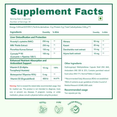 Wishnew Wellness: LIVER CARE | Detoxifying Liver Support with NAC, Milk Thistle, and Curmate95 | 60 Vegetarian Capsules