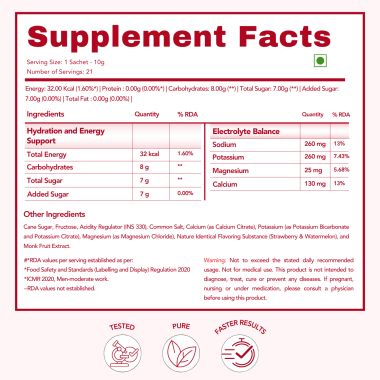 Wishnew Wellness: HYDRAFUEL Tigers Blood Flavor | Instant Drink Mix | 20 Servings | Replenish, Rehydrate & Energize | 100% Vegetarian