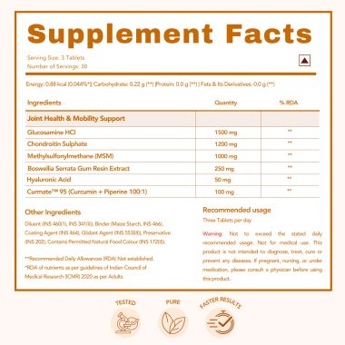 Wishnew Wellness: JOINT FLEX+ | Comprehensive Joint Support with Glucosamine, Chondroitin, and MSM | Improves Mobility & Flexibility - 90 Tablets