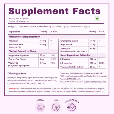 Wishnew Wellness: SLEEPEASE | 30 Capsules | Formulated for Restful & Deep Sleep | 100% Vegetarian