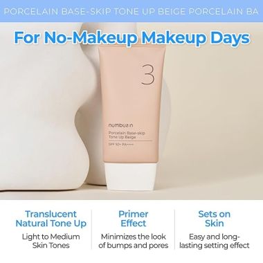 Numbuzin: No.3 Porcelain Base-Skip Tone Up Beige SPF 50+ PA ++++ (50ml)