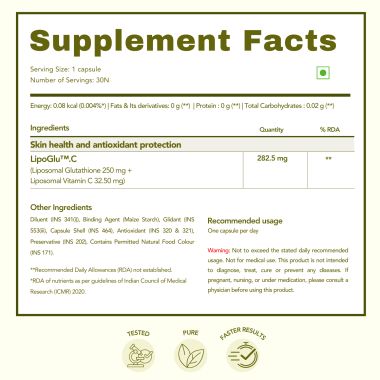Wishnew Wellness: LIPOSOMAL GLUTATHIONE | 30 Veg Capsules | 4x More Bioavailable for Enhanced Antioxidant Support