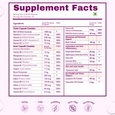 Wishnew Wellness: DAILY RITUAL Women 50+ Multivitamin | Delayed Release Oil Fill Capsules for Optimal Absorption | Supports Menopause, Hormonal Balance, Skin & Joint Health - 60 Vegetarian Capsules