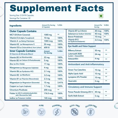 Wishnew Wellness: DAILY RITUAL Multivitamin for Men 18+ | 60 Delayed Release Capsules | Enhanced with Eye Health and Antioxidant Support