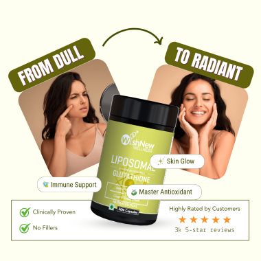 Wishnew Wellness: LIPOSOMAL GLUTATHIONE | 30 Veg Capsules | 4x More Bioavailable for Enhanced Antioxidant Support