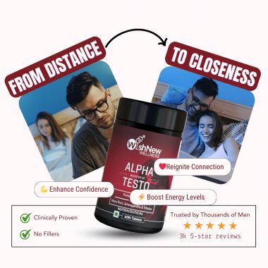 Wishnew Wellness: ALPHA BOOSTER OF TESTO | 60 Vegetarian Tablets | Supports Testosterone Levels and Male Vitality
