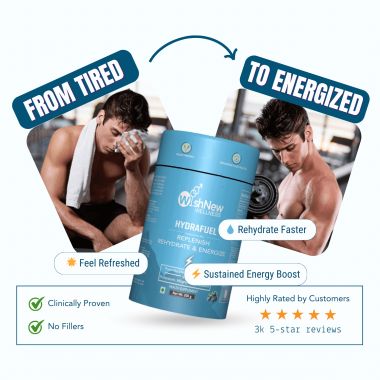 Wishnew Wellness: HYDRAFUEL Blueberry Flavor | Instant Drink Mix | 20 Servings | Replenish, Rehydrate & Energize | 100% Vegetarian