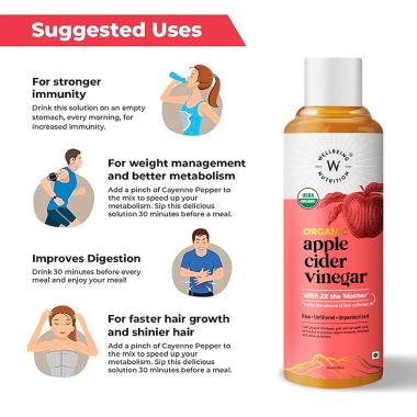 Wellbeing Nutrition: Organic Himalayan Apple Cider Vinegar with 2X Strands of Probiotic Mother and Enzymes - 500ml