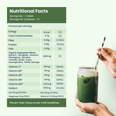 Wellbeing Nutrition: Daily Greens, Organic Wholefood Multivitamin - 15 Tabs