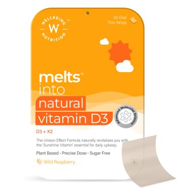 Wellbeing Nutrition: Natural Vitamin D3 + K2 Melts - 30 Oral Strips