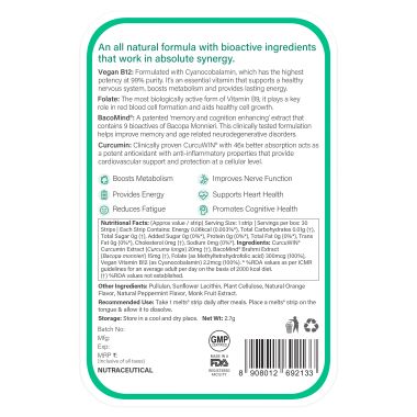 Wellbeing Nutrition: Vegan Vitamin B12 Melts - 30 Oral Strips