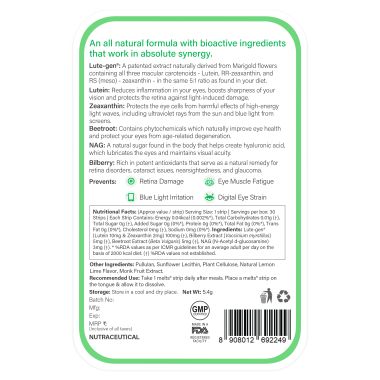 Wellbeing Nutrition: Eye Care Melts  - 30 Oral Strips