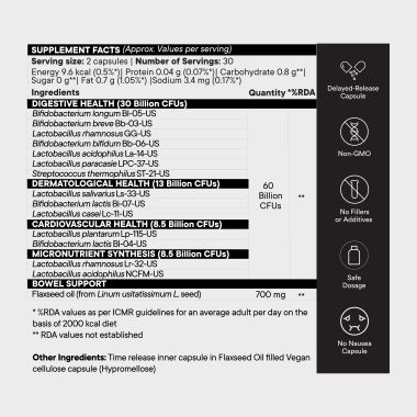 Wellbeing Nutrition: Advanced Daily Probiotics + Omega 3 | 60 Enteric-Coated Veg Caps