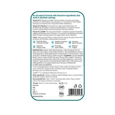 Wellbeing Nutrition: Frozen Elsa Melts - Kids Organic Vitamin B12, D3+K2 & Folate - Mango Flavor (30 Oral Thin Strips)