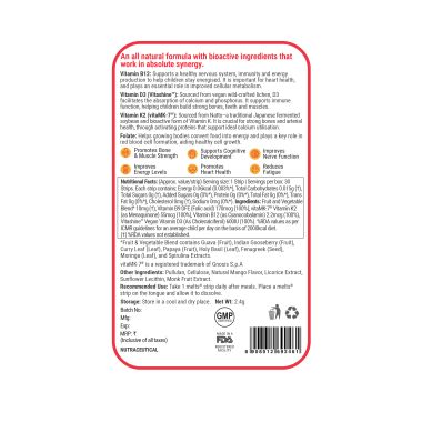 Wellbeing Nutrition: Iron Man Melts | Kids Organic Vitamin B12, D3+K2 and Folate - Mango Flavor (30 Oral Thin Strips)