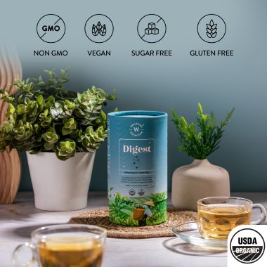 Wellbeing Nutrition: Digest Green Tea with 8B CFU, Ginger, Fennel Seeds - 40gm