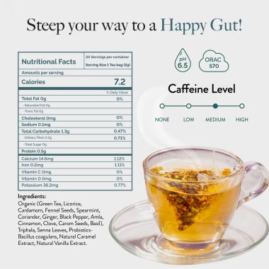 Wellbeing Nutrition: Digest Green Tea with 8B CFU, Ginger, Fennel Seeds - 40gm