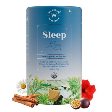 Wellbeing Nutrition: Sleep Tea with 5mg Melatonin, Chamomile, Valerian Root - 40gm
