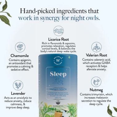 Wellbeing Nutrition: Sleep Tea with 5mg Melatonin, Chamomile, Valerian Root - 40gm