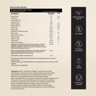 Wellbeing Nutrition: Skin Fuel Pro+ | Glutathione, Vit C & E, Vollagen® & PhytoCellTec| Strawberry Flavour, 28 Servings