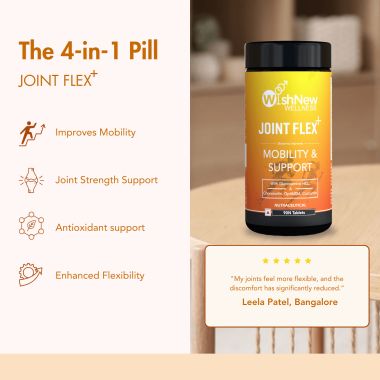 Wishnew Wellness: JOINT FLEX+ | Comprehensive Joint Support with Glucosamine, Chondroitin, and MSM | Improves Mobility & Flexibility - 90 Tablets