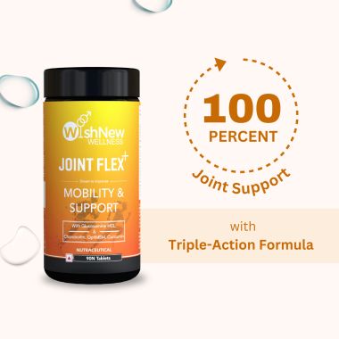Wishnew Wellness: JOINT FLEX+ | Comprehensive Joint Support with Glucosamine, Chondroitin, and MSM | Improves Mobility & Flexibility - 90 Tablets