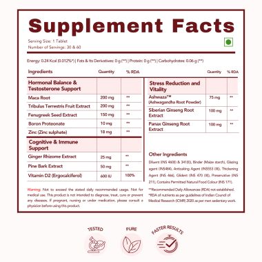 Wishnew Wellness: ALPHA BOOSTER OF TESTO | 30 Vegetarian Tablets | Supports Testosterone Levels and Vitality